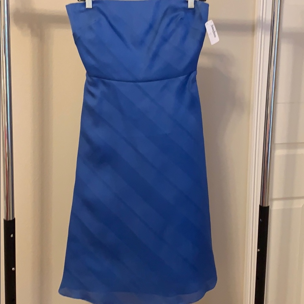 Blue Kay Unger midi dress